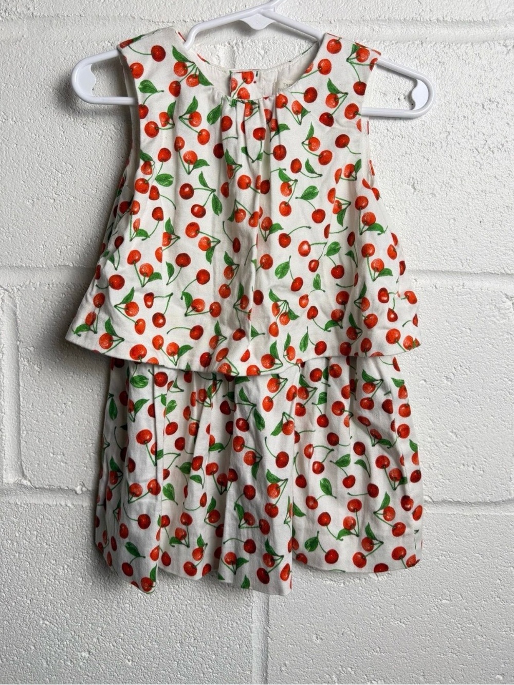 Zara White Dress with Red Cherry Print